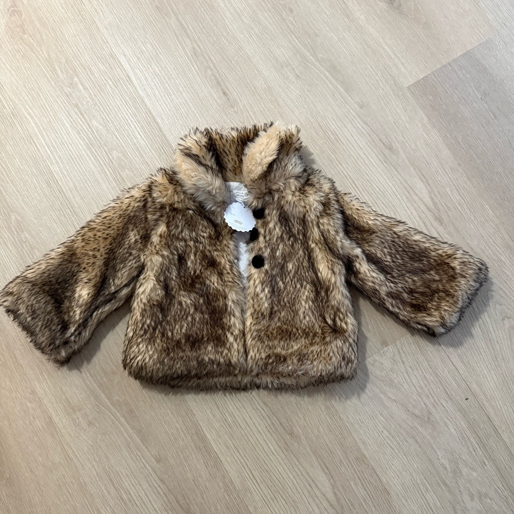 Mud Pie Faux Fur Tan Kids Jacket - Picture 8 of 8